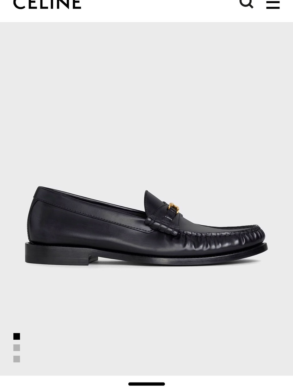 Women’s Celine Luco Loafer, Black leather, gold hardware, 38 - Picture 2 of 7